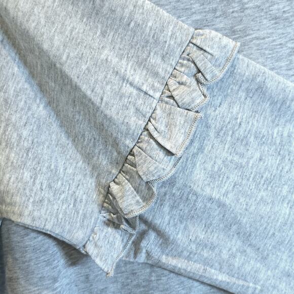 Sundance Camden Joy Tee Long Sleeve Ruffle Sleeve Top Sz XL Gray Raglan Sleeves - Picture 5 of 12